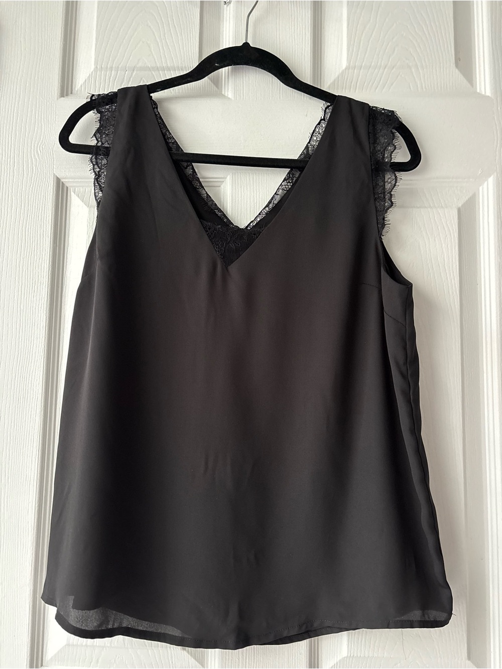 Papermoon Women’s Size L Black Lace V-Neck Chemise Tank